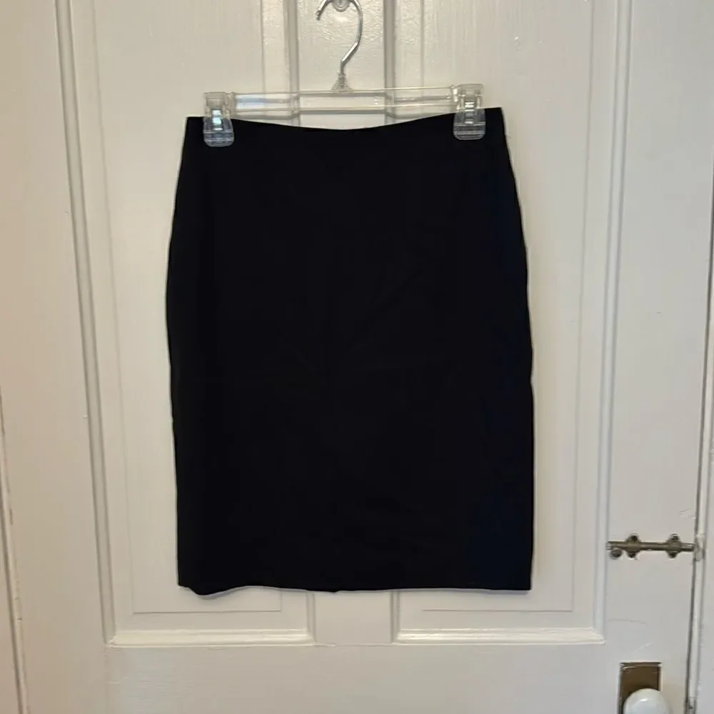 J. Crew black lined wool crepe suit skirt 21” long 13” waist zip back
